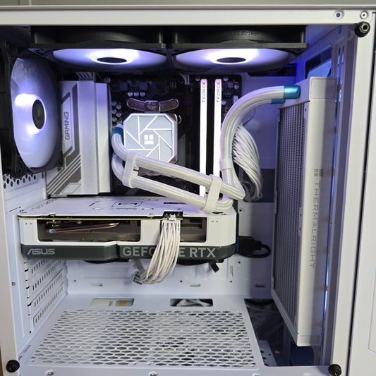 Custom All-White Gaming PC – AIO water cooled Ryzen 5 7600X, RTX 4060 Ti, 32GB RAM, Windows 11 Pro, Wifi/Bluetooth – By Forge Gaming PCs